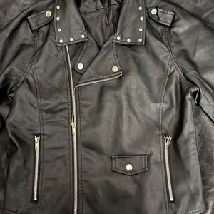 Brain & Beauty Painted Back Leather Moto Jacket